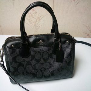 Coach New York F58312 MINI BENNETT SATCHEL SIGNATURE Black COACH Bag Authentic